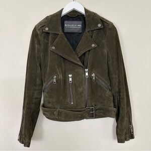 Like-New- Bagatelle NYC Olive Green Genuine Suede Leather Lined Jacket (S)